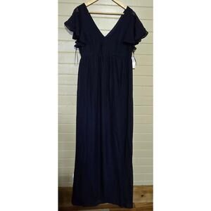Birdy Grey Women's Hannah Empire Dress Chiffon Navy Size XL NWT $99